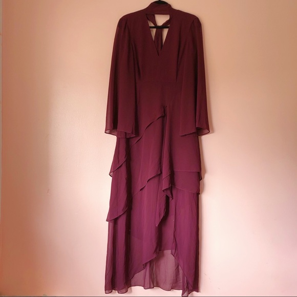 C/MEO Collective Wine Tiered Maxi Dress - Picture 3 of 4